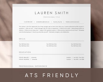 ATS Friendly Resume Template for Google Docs and Microsoft Word,Cover Letter and References,ATS Resume Word Google Docs Instant Download CV