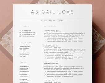 Professional Resume Template: CV, Cover Letter, References (Digital Download)