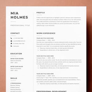 Modelo de currículo para Word, Pages + Modelo de carta de apresentação + Modelo de referências | Modelo de CV | Currículo profissional | Download digital instantâneo