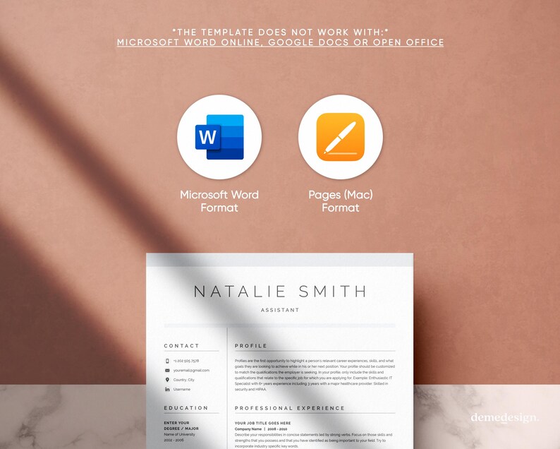 Resume Template, Resume Template Word, Modern Resume Template, Professional Resume, CV Template, Resume, Cover Letter, Clean Modern Resume