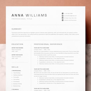 Professional Resume Template: CV, Cover Letter, References (Digital Download)