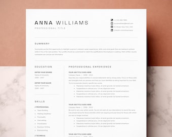 Professional Resume Template: CV, Cover Letter, References (Digital Download)