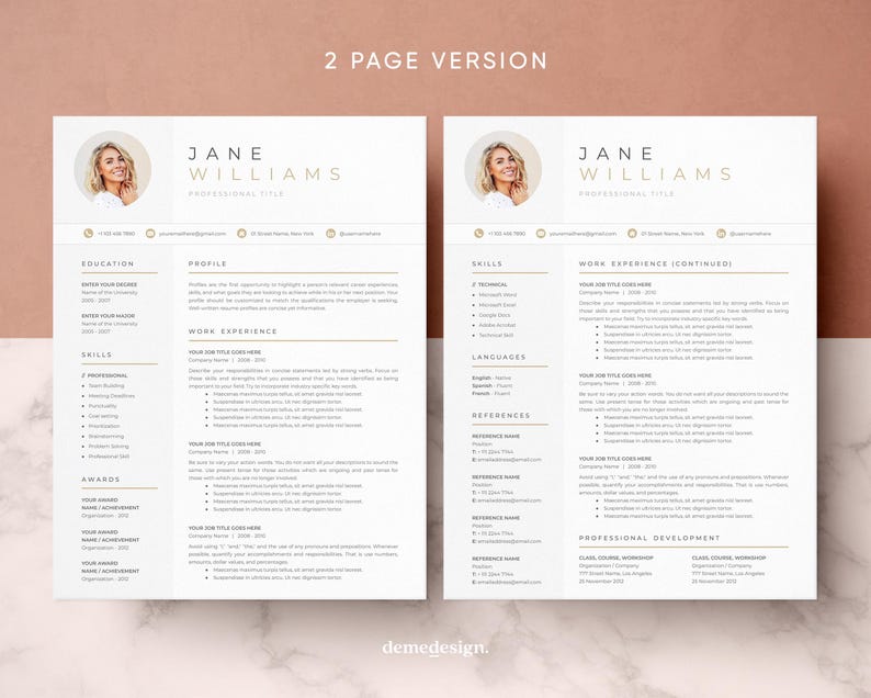 Resume Template for GOOGLE DOCS | Resume Template + Cover Letter + References | Resume Template | CV Templates| Clean Modern Resume Template