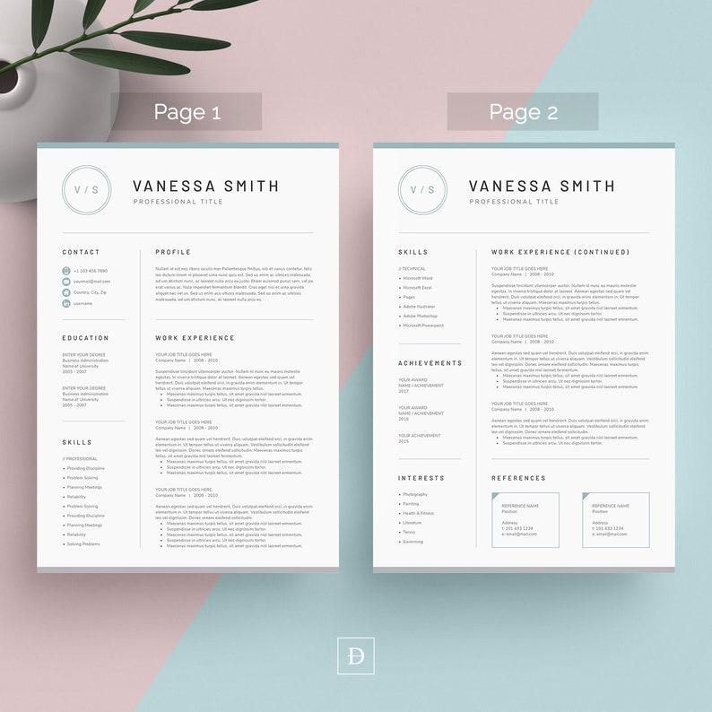 Page de curriculum vitae modèle 4 moderne Modèle de CV | Etsy
