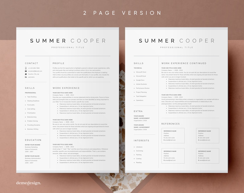 Modern Resume Template for Google Docs, Microsoft Word, Mac Pages CV Template, Resume Template Mac, Resume and Cover Letter Template Word image 3