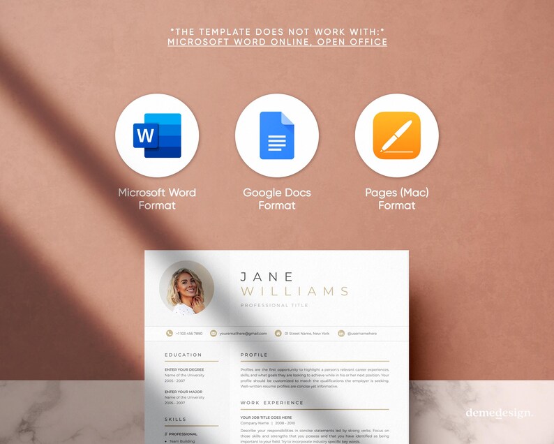 Resume Template for GOOGLE DOCS | Resume Template + Cover Letter + References | Resume Template | CV Templates| Clean Modern Resume Template