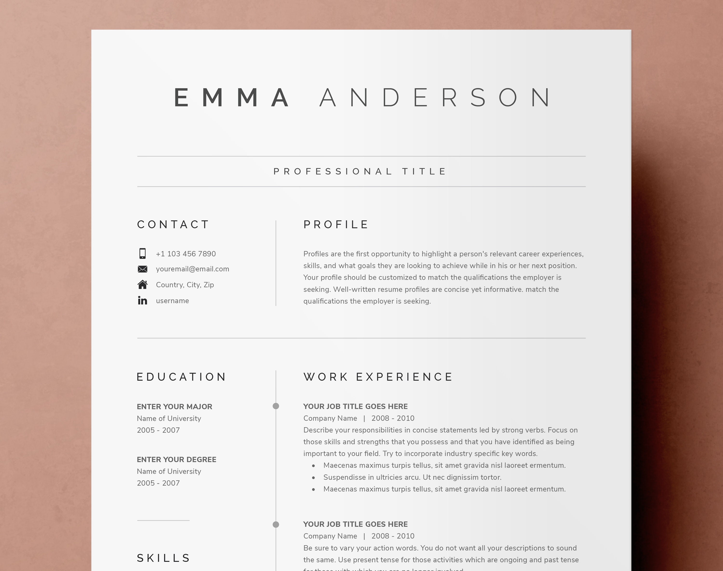 Clean Modern Resume Template 4 Page CV Template Cover - Etsy Singapore
