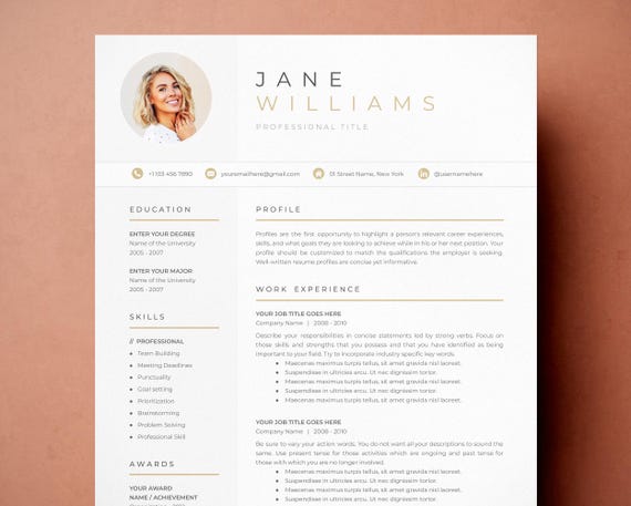 Resume Template for GOOGLE DOCS | Resume Template + Cover Letter + References | Resume Template | CV Templates| Clean Modern Resume Template