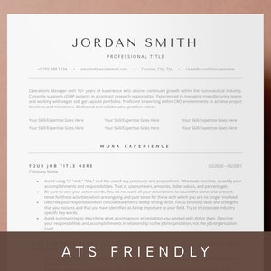 ATS Friendly Resume Template for Microsoft Word | Cover Letter and References Template | Resume Template Word Instant Download | CV Template