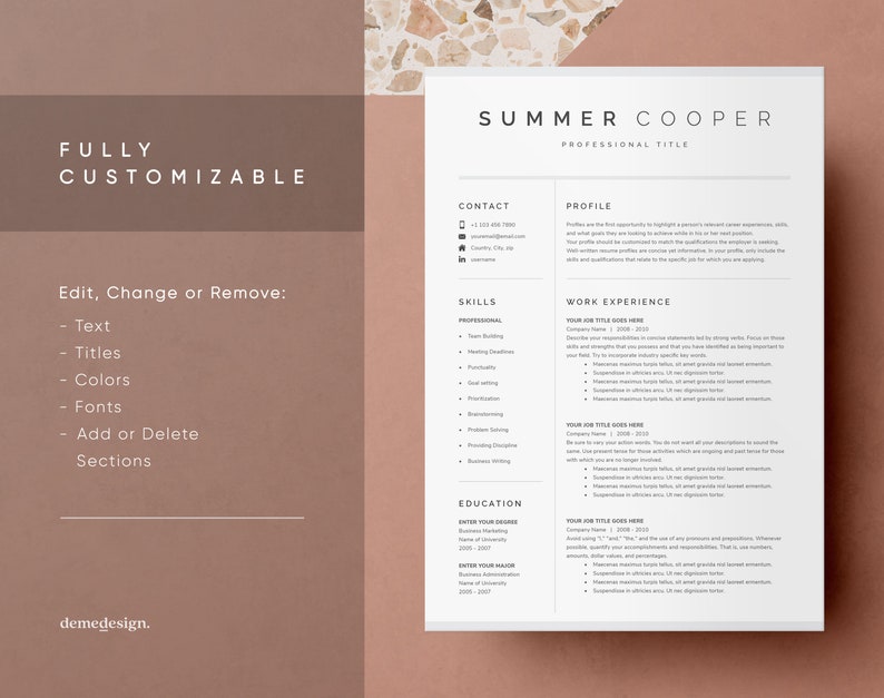 Modern Resume Template for Google Docs, Microsoft Word, Mac Pages CV Template, Resume Template Mac, Resume and Cover Letter Template Word image 5