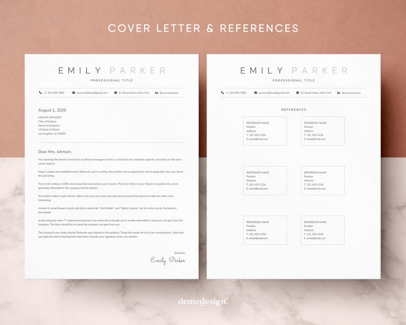 Modern Resume Template: Cover Letter & References (google Docs, Word ...