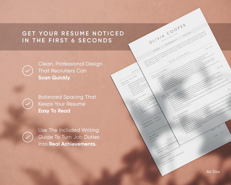 ATS Friendly Resume Template for Microsoft Word and Google Docs, Cover Letter and References, Resume Template Instant Download, CV Template