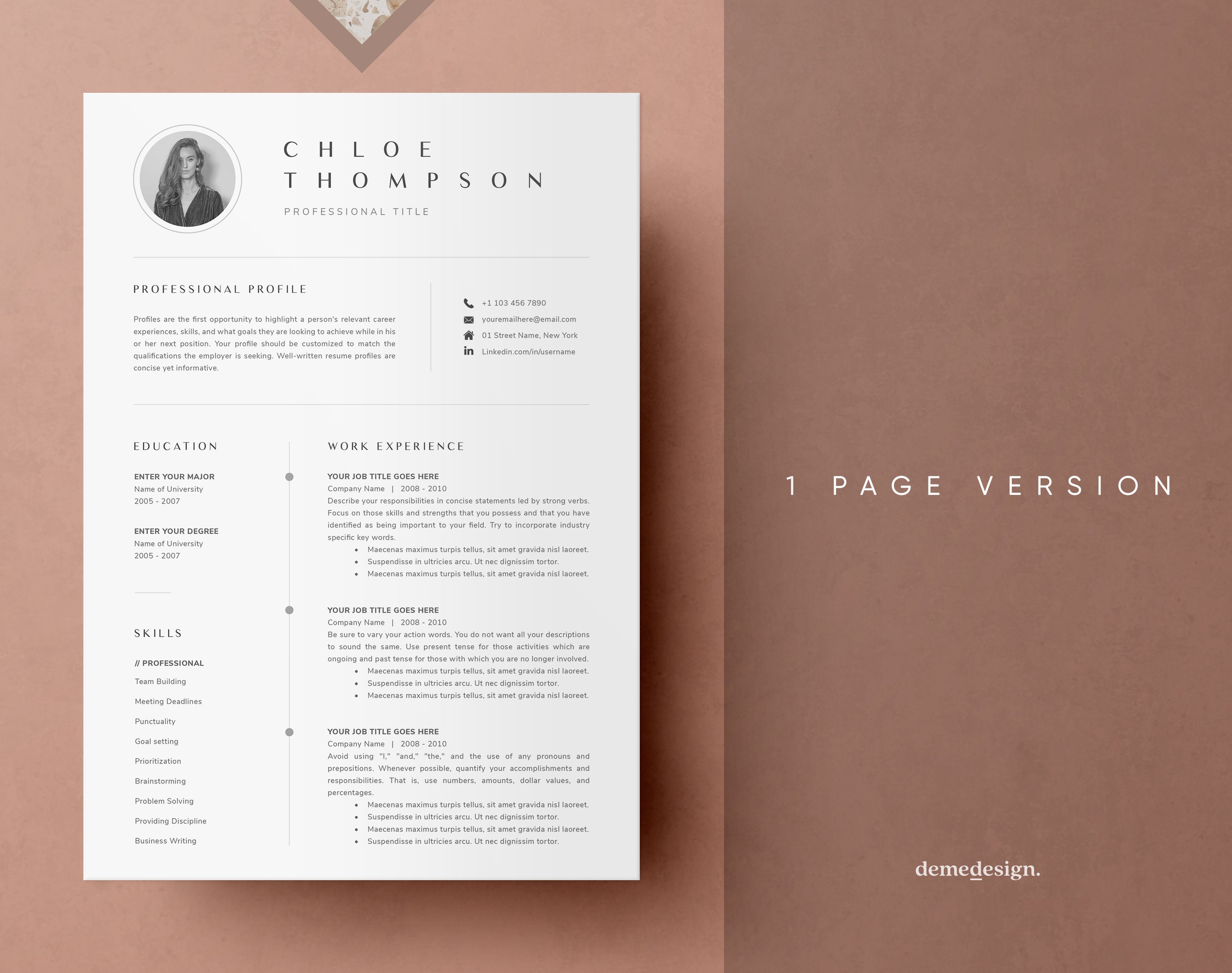 Clean Resume Template With Photo for Microsoft Word Pages MAC - Etsy