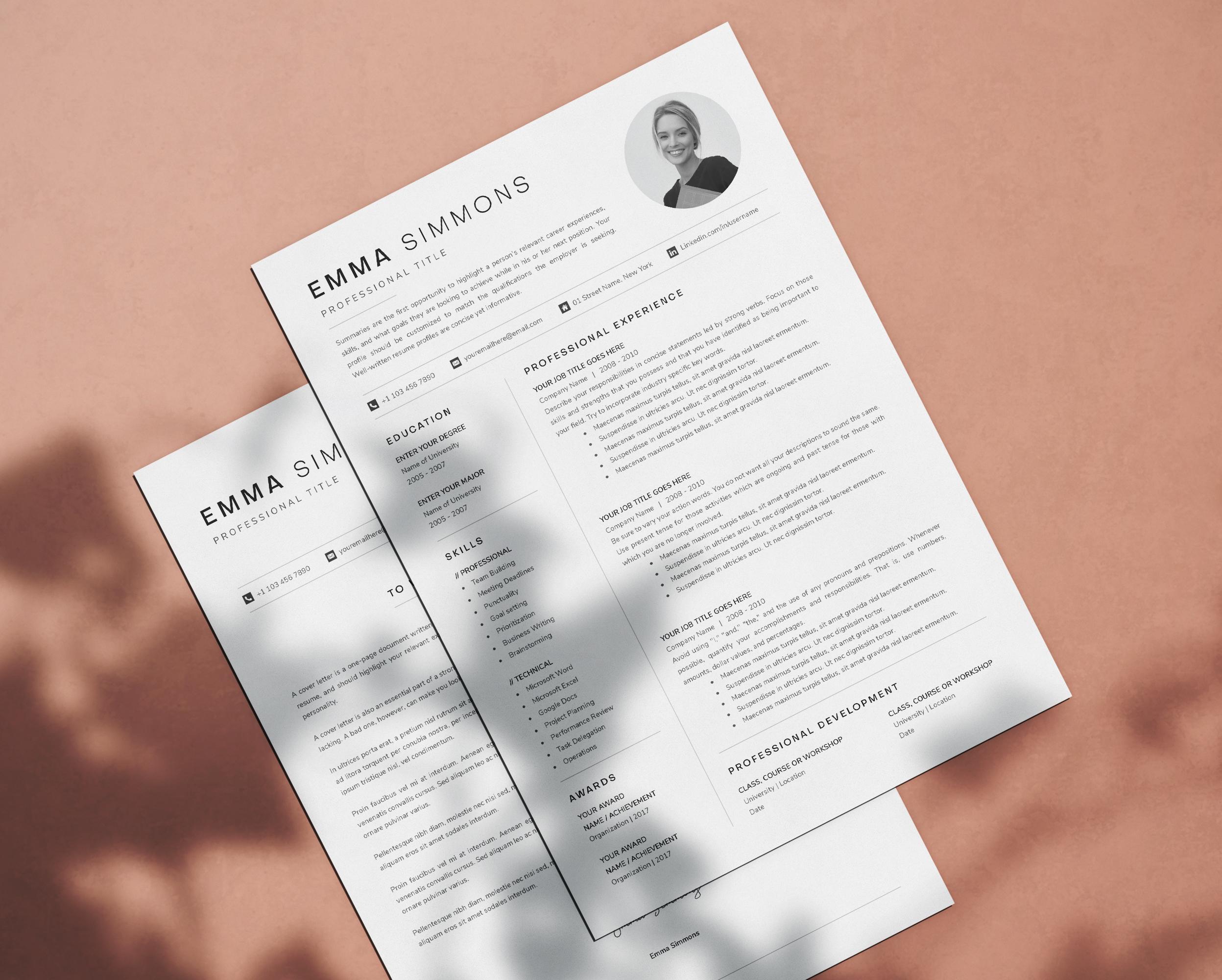 Compact Cv Format Compact Resume Template: Cover Letter & References (microsoft Word, Mac ...