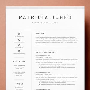 Modelo de currículo limpo e moderno Word | Modelo de CV + Carta de apresentação + Referências para MS Word | Download digital instantâneo | Modelo de currículo CV