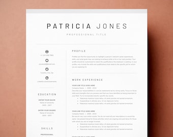 Modern Resume Template: CV + Cover Letter + References (Digital Download)
