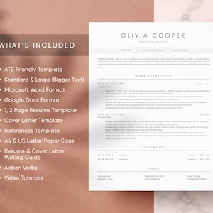 ATS Friendly Resume Template for Microsoft Word and Google Docs, Cover Letter and References, Resume Template Instant Download, CV Template