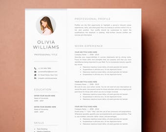 Professional Resume Template with Photo: Cover Letter, References (Microsoft Word & Pages, Digital Download)