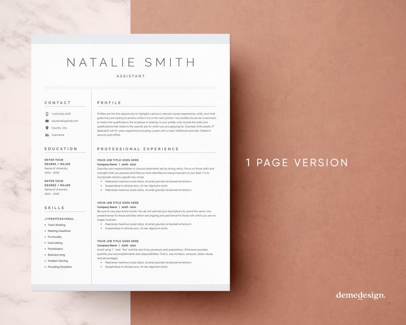 Resume Template, Resume Template Word, Modern Resume Template, Professional Resume, CV Template, Resume, Cover Letter, Clean Modern Resume