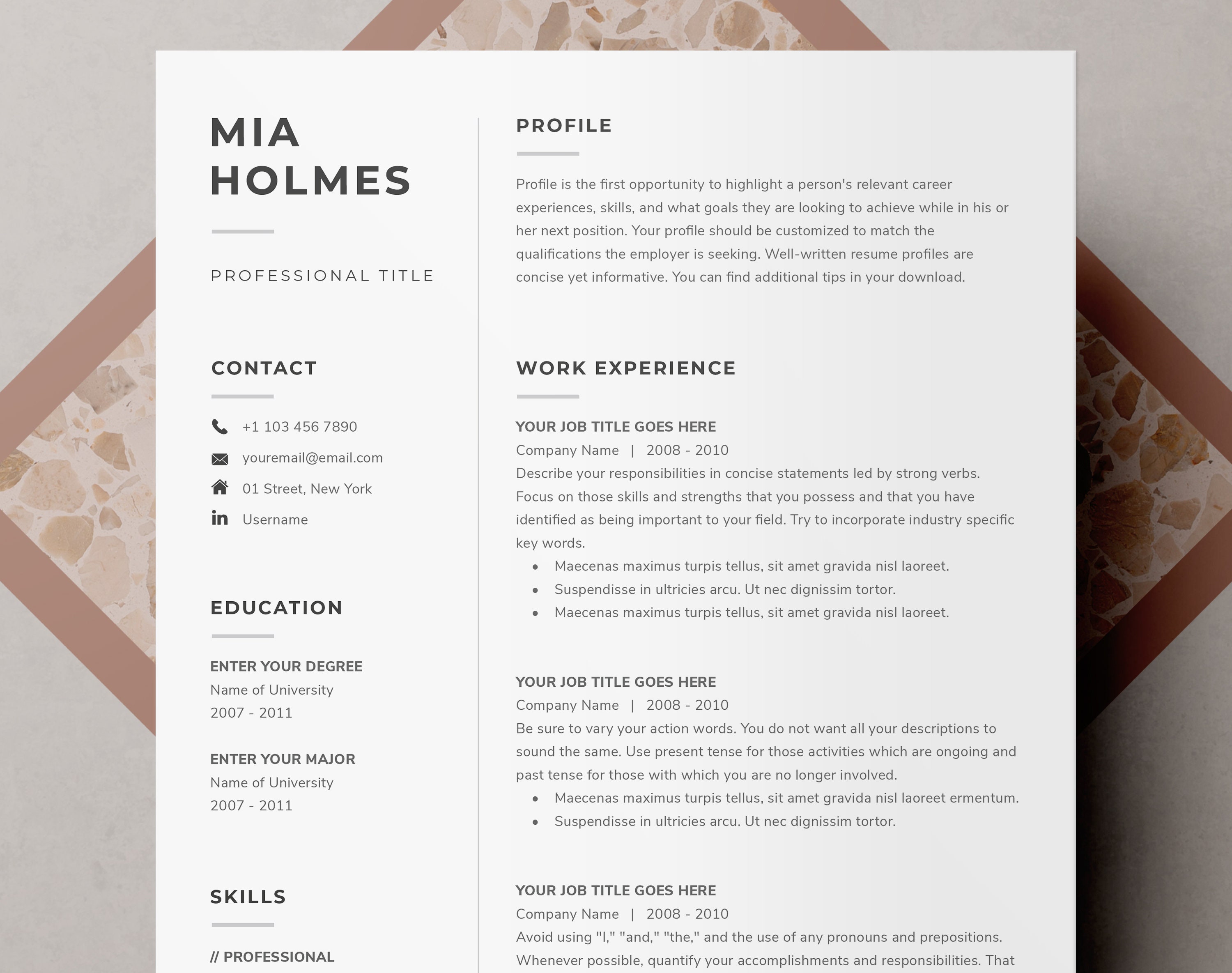 Resume Template For Word Pages Cover Letter Template Etsy