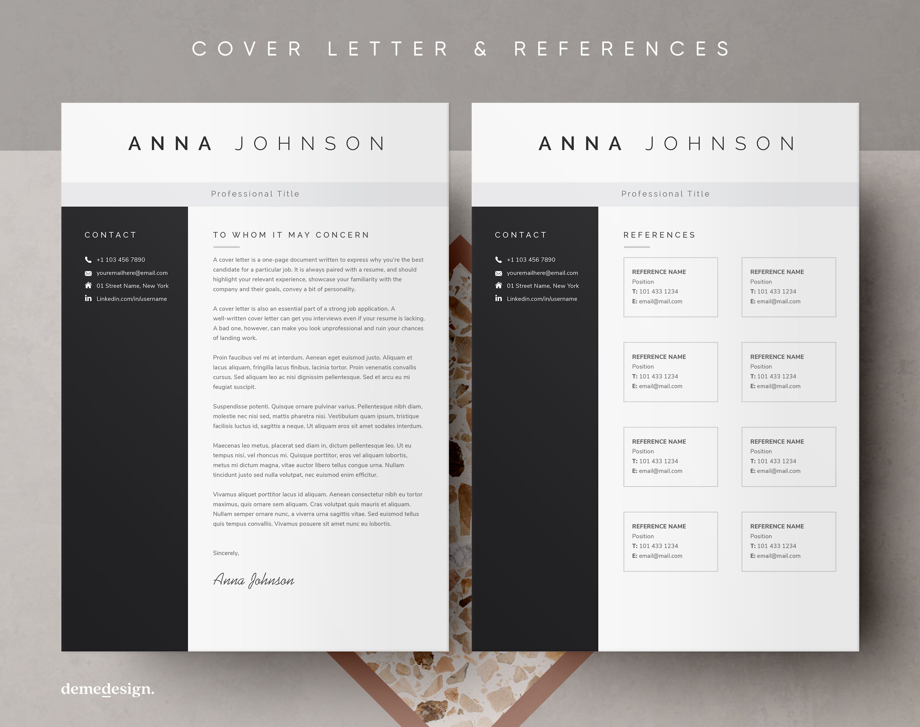 Resume Template for Microsoft Word & Pages Cover Letter - Etsy Canada