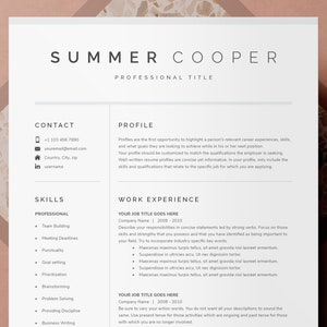 Modern Resume Template for Google Docs, Microsoft Word, Mac Pages CV Template, Resume Template Mac, Resume and Cover Letter Template Word image 1