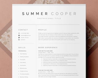 Modern Resume Template for Google Docs, Microsoft Word, Mac Pages | CV Template, Resume Template Mac, Resume and Cover Letter Template Word