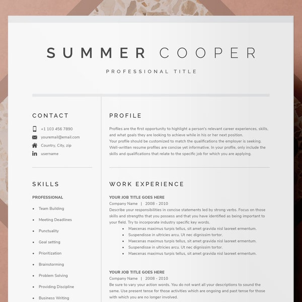 Modern Resume Template for Google Docs, Microsoft Word, Mac Pages | CV Template, Resume Template Mac, Resume and Cover Letter Template Word