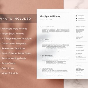 Resume Template, Resume Template Word, Executive Resume Template, Finance Resume, CV Template, Resume with Cover Letter, Professional Resume