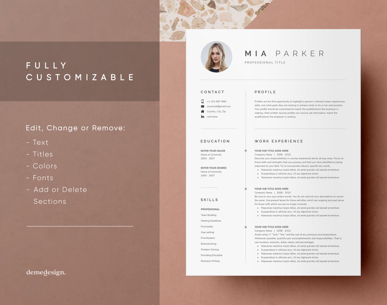 Clean Resume Template for Microsoft Word CV Template Cover - Etsy
