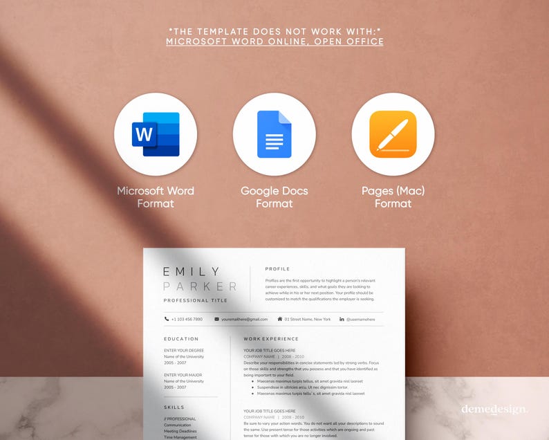 Modern Resume Template: Cover Letter & References (google Docs, Word ...