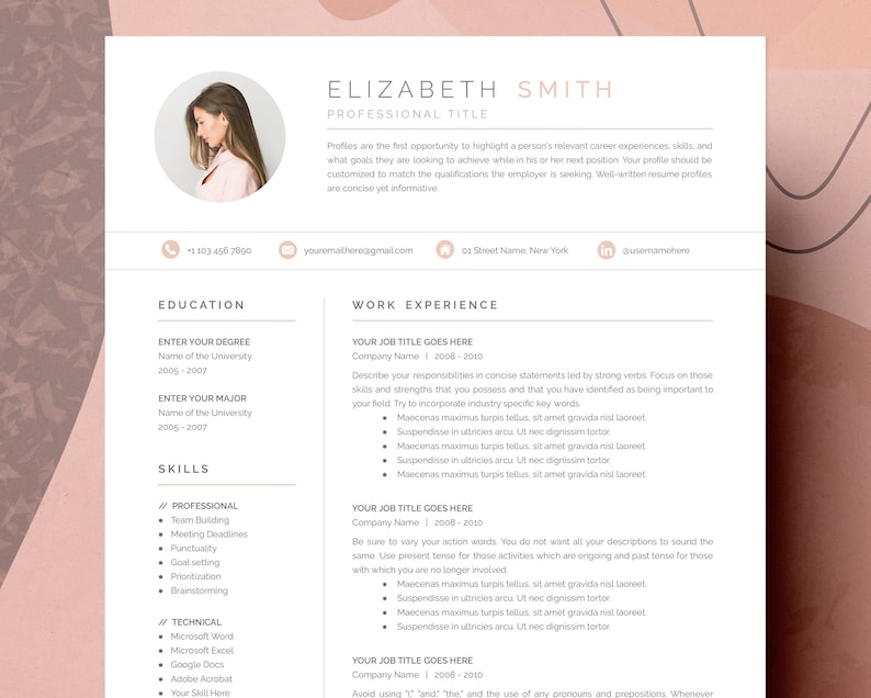 Resume Template for GOOGLE Docs Microsoft WORD & Pages CV - Etsy