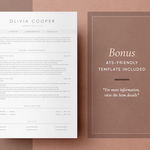 Clean Resume Template for Microsoft Word | CV Template + Cover Letter ...