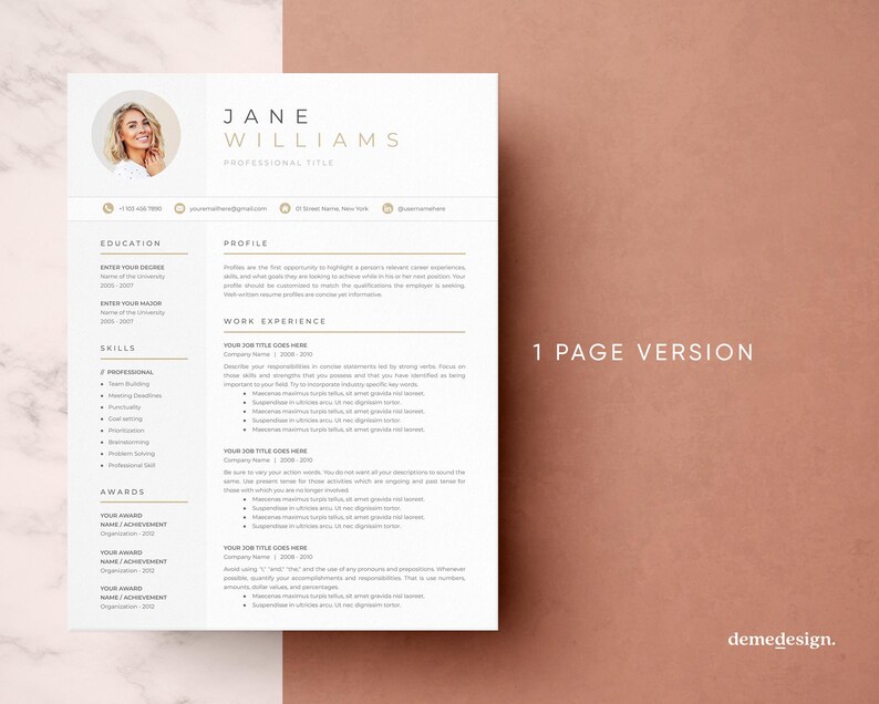 Resume Template for GOOGLE DOCS | Resume Template + Cover Letter + References | Resume Template | CV Templates| Clean Modern Resume Template
