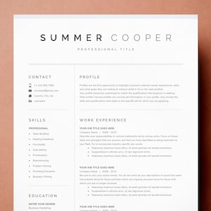 Modelo de currículo moderno para Google Docs, Microsoft Word, Mac Pages | Modelo de CV, modelo de currículo Mac, modelo de currículo e carta de apresentação Word