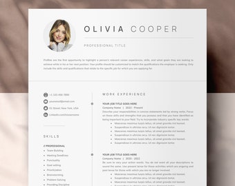 2023 Minimal Clean Resume Template with Photo for Microsoft Word & Pages (Mac) Digital Download, Resume Template Word, Modern Resume Digital