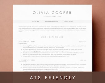 ATS Friendly Resume Template for Microsoft Word and Google Docs, Cover Letter and References, Resume Template Instant Download, CV Template