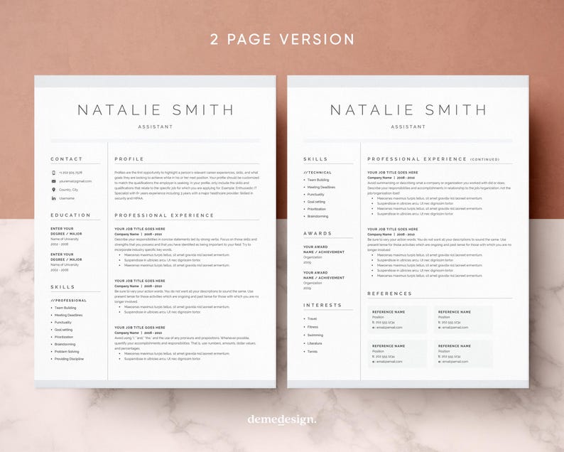 Resume Template, Resume Template Word, Modern Resume Template, Professional Resume, CV Template, Resume, Cover Letter, Clean Modern Resume