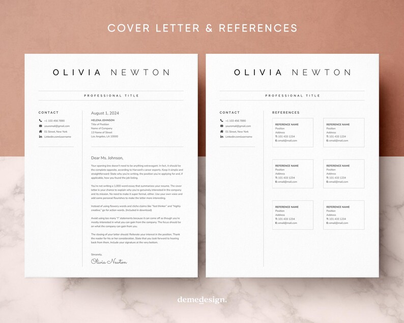 Modern Resume Template: Cover Letter & References (google Docs, Word ...