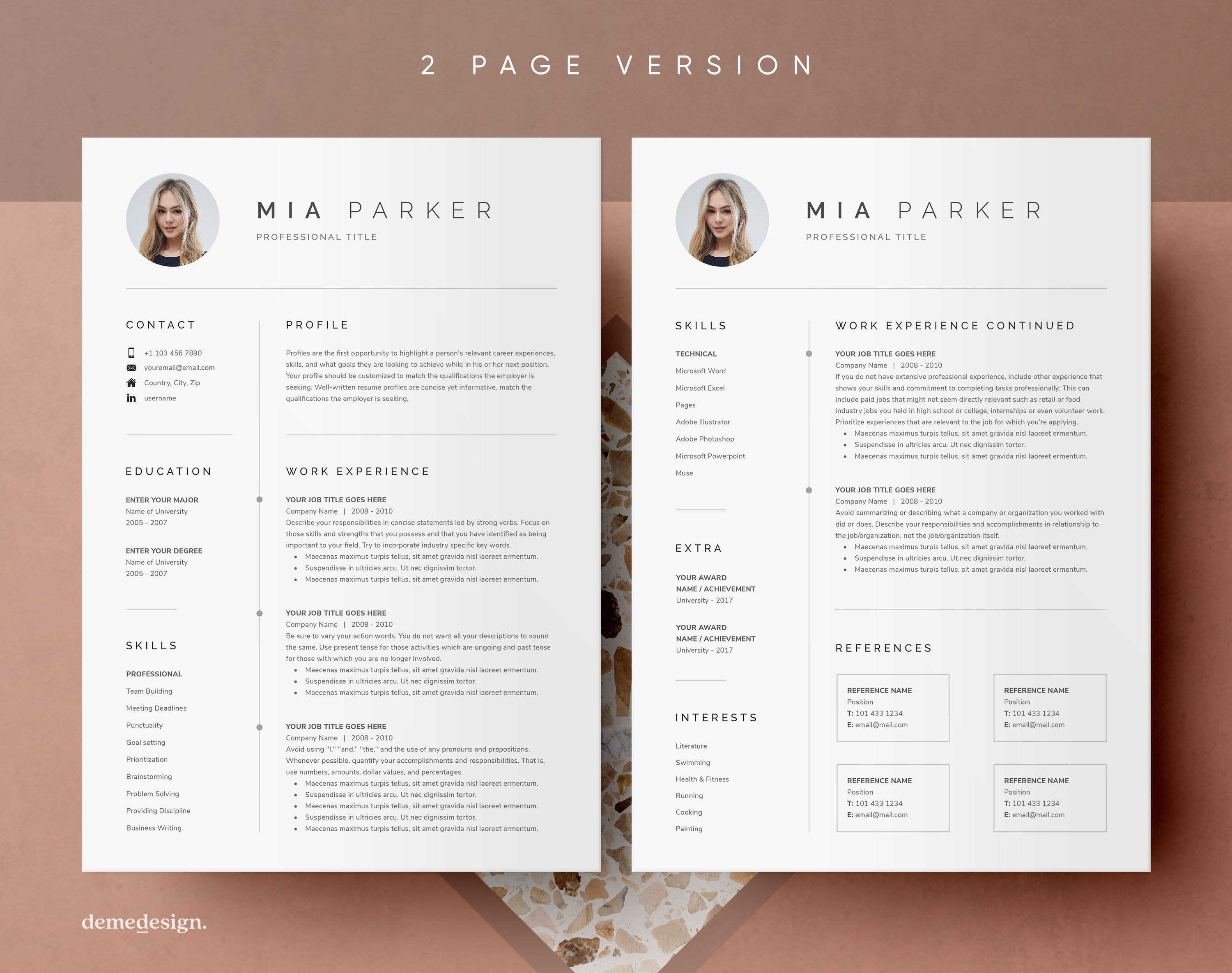 Clean Resume Template for Microsoft Word | CV Template + Cover Letter ...