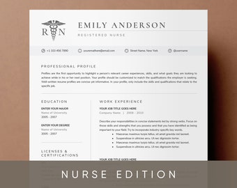 Resume Template Nurse Edition | Resume Template Word | Cover letter and References Template | Nurse Resume Template | Cv Template, CV | Word