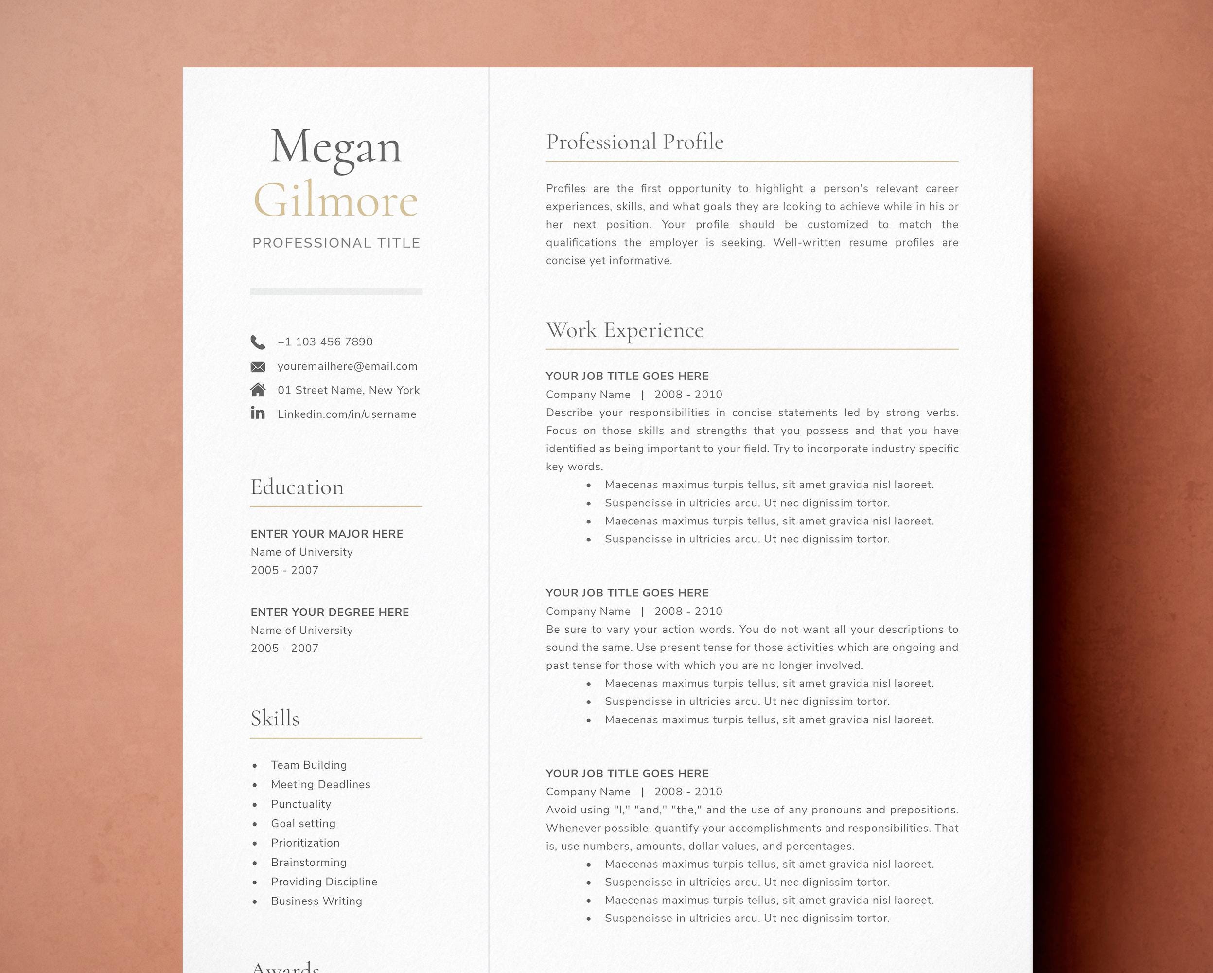 Modern Resume Template: Cover Letter & References (Microsoft Word)