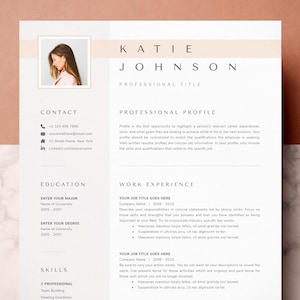 Resume Template with Photo for Microsoft Word and Pages MAC | Cover Letter and References Templates | Resume Template Word | CV Template, CV