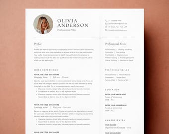 Modern Resume Template with Photo: Professional CV Design (Digital Download)