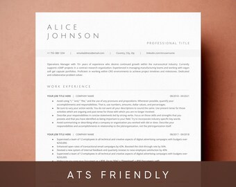 ATS Resume Template: Cover Letter & References for Google Docs, Word