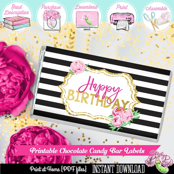 Kate Spade Birthday-Chocolate Bar Wrapper-Hershey Bar Label ...