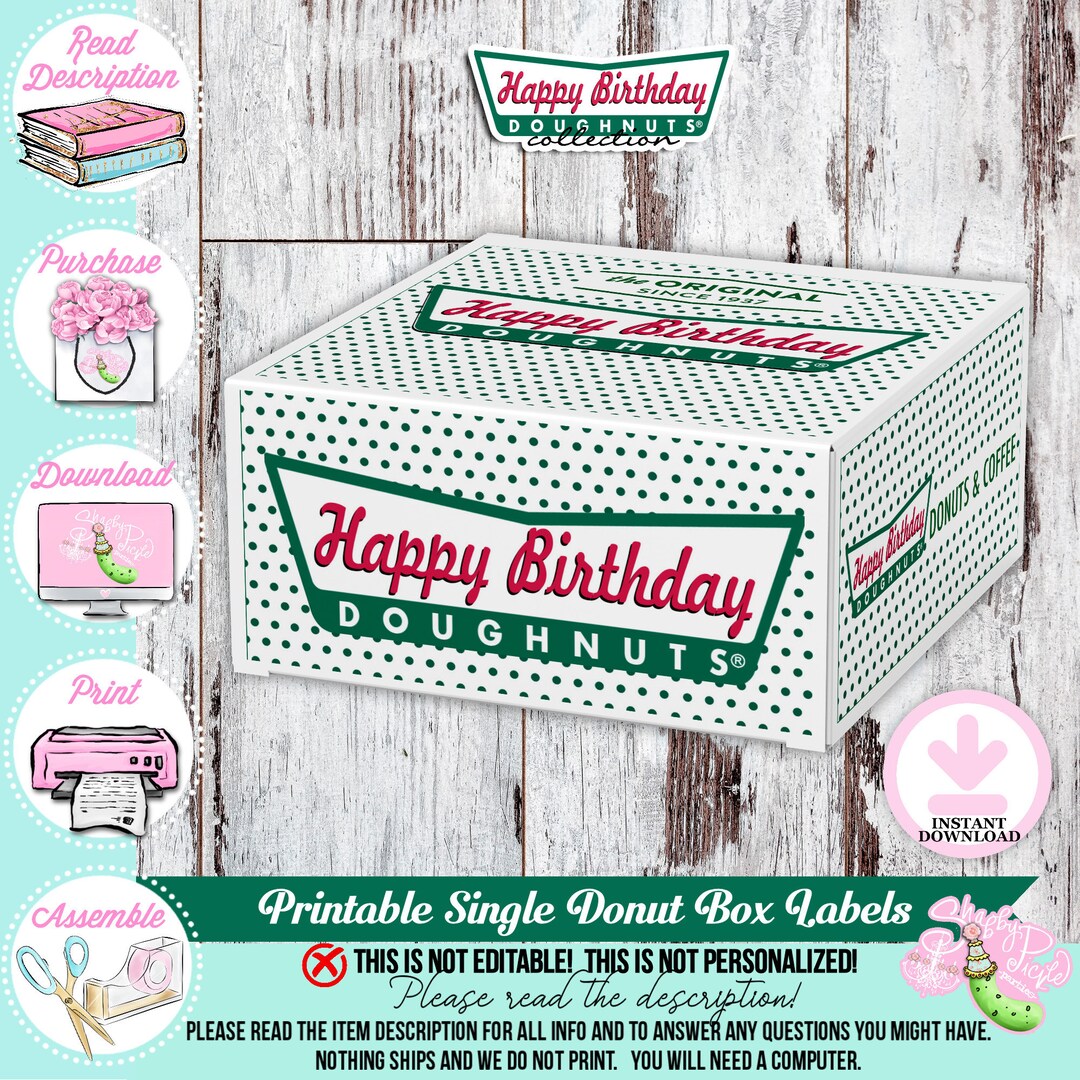 Krispy Kreme Birthday-donut Box Label-single Donut Box-krispy Kreme ...