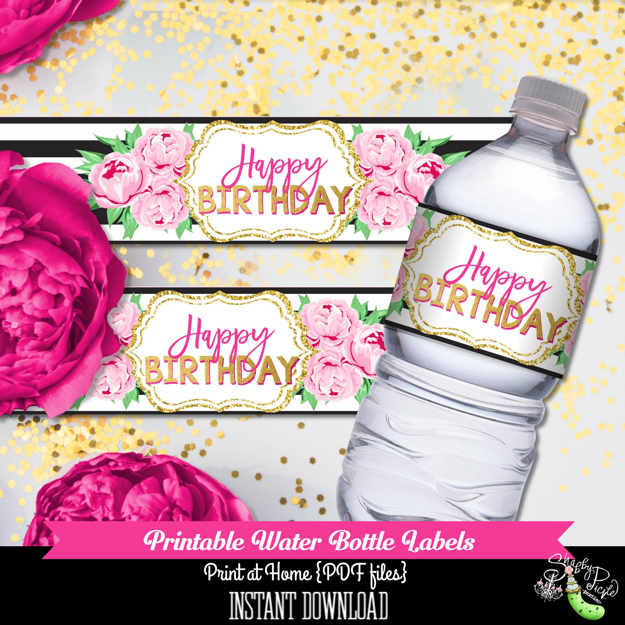 Kate Spade Birthday-water Bottle Labels - Etsy