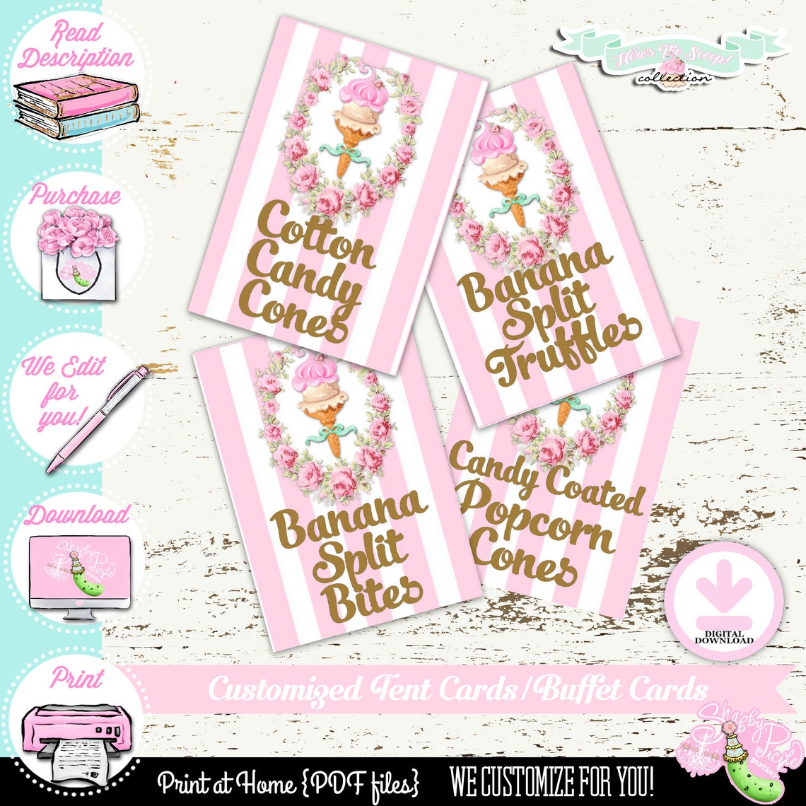 Heres the Scoop-birthday-full Party Printable-we Customize-ice - Etsy