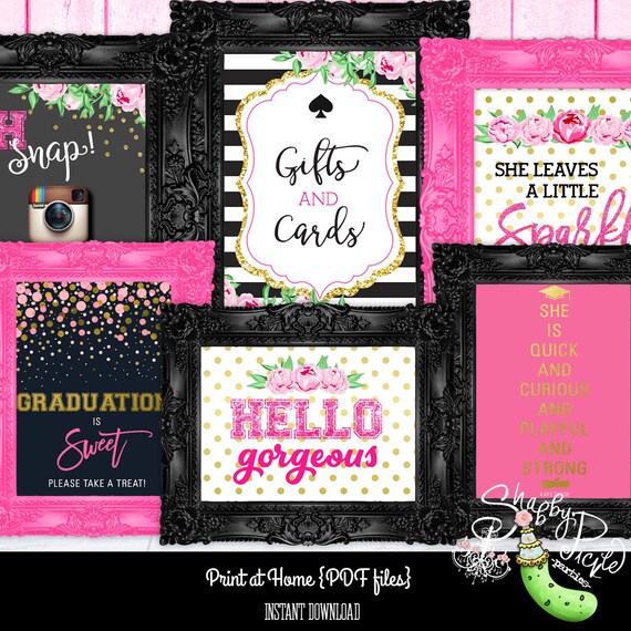 Kate Spade Inspired Graduation Signs-Graduation Party-8x10, 5x7-Grad-Graduation Favors-Graduate ...